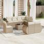 Preview: ARDEBO.de - 9-tlg. Garten-Sofagarnitur mit Kissen Beige Poly Rattan