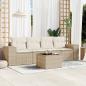 Preview: ARDEBO.de - 5-tlg. Garten-Sofagarnitur mit Kissen Beige Poly Rattan