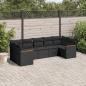 Preview: ARDEBO.de - 7-tlg. Garten-Sofagarnitur mit Kissen Schwarz Poly Rattan