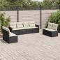 Preview: ARDEBO.de - 8-tlg. Garten-Sofagarnitur mit Kissen Schwarz Poly Rattan