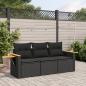 Preview: ARDEBO.de - 3-tlg. Garten-Sofagarnitur mit Kissen Schwarz Poly Rattan