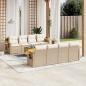 Preview: ARDEBO.de - 9-tlg. Garten-Sofagarnitur mit Kissen Beige Poly Rattan