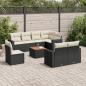 Preview: ARDEBO.de - 9-tlg. Garten-Sofagarnitur mit Kissen Schwarz Poly Rattan