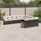 Preview: ARDEBO.de - 11-tlg. Garten-Sofagarnitur mit Kissen Schwarz Poly Rattan