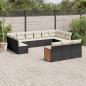 Preview: ARDEBO.de - 13-tlg. Garten-Sofagarnitur mit Kissen Schwarz Poly Rattan