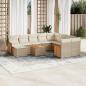 Preview: ARDEBO.de - 11-tlg. Garten-Sofagarnitur mit Kissen Beige Poly Rattan