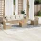 Preview: ARDEBO.de - 7-tlg. Garten-Sofagarnitur mit Kissen Beige Poly Rattan