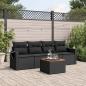 Preview: ARDEBO.de - 5-tlg. Garten-Sofagarnitur mit Kissen Schwarz Poly Rattan