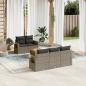 Preview: ARDEBO.de - 6-tlg. Garten-Sofagarnitur mit Kissen Grau Poly Rattan