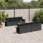 Preview: ARDEBO.de - 9-tlg. Garten-Sofagarnitur mit Kissen Schwarz Poly Rattan