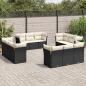 Preview: ARDEBO.de - 12-tlg. Garten-Sofagarnitur mit Kissen Schwarz Poly Rattan