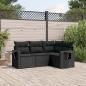 Preview: ARDEBO.de - 4-tlg. Garten-Sofagarnitur mit Kissen Schwarz Poly Rattan