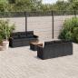 Preview: ARDEBO.de - 7-tlg. Garten-Sofagarnitur mit Kissen Schwarz Poly Rattan