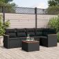 Preview: ARDEBO.de - 6-tlg. Garten-Sofagarnitur mit Kissen Schwarz Poly Rattan