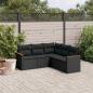 Preview: ARDEBO.de - 5-tlg. Garten-Sofagarnitur mit Kissen Schwarz Poly Rattan