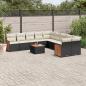 Preview: ARDEBO.de - 11-tlg. Garten-Sofagarnitur mit Kissen Schwarz Poly Rattan