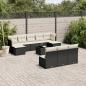 Preview: ARDEBO.de - 11-tlg. Garten-Sofagarnitur mit Kissen Schwarz Poly Rattan