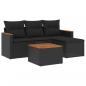 Preview: 5-tlg. Garten-Sofagarnitur mit Kissen Schwarz Poly Rattan