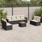 Preview: ARDEBO.de - 9-tlg. Garten-Sofagarnitur mit Kissen Schwarz Poly Rattan