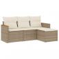 Preview: 4-tlg. Garten-Sofagarnitur mit Kissen Beige Poly Rattan