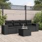 Preview: ARDEBO.de - 5-tlg. Garten-Sofagarnitur mit Kissen Schwarz Poly Rattan