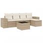 Preview: 6-tlg. Garten-Sofagarnitur mit Kissen Beige Poly Rattan