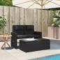 Preview: Gartenbank Verstellbar mit Kissen Schwarz Poly Rattan