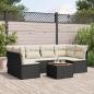 Preview: ARDEBO.de - 7-tlg. Garten-Sofagarnitur mit Kissen Schwarz Poly Rattan