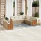 Preview: ARDEBO.de - 9-tlg. Garten-Sofagarnitur mit Kissen Beige Poly Rattan