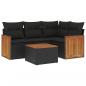 Preview: 5-tlg. Garten-Sofagarnitur mit Kissen Schwarz Poly Rattan