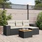 Preview: ARDEBO.de - 5-tlg. Garten-Sofagarnitur mit Kissen Schwarz Poly Rattan