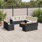 Preview: ARDEBO.de - 13-tlg. Garten-Sofagarnitur mit Kissen Schwarz Poly Rattan