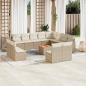 Preview: ARDEBO.de - 13-tlg. Garten-Sofagarnitur mit Kissen Beige Poly Rattan