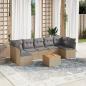 Preview: ARDEBO.de - 8-tlg. Garten-Sofagarnitur mit Kissen Beige Poly Rattan