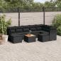 Preview: ARDEBO.de - 10-tlg. Garten-Sofagarnitur mit Kissen Schwarz Poly Rattan