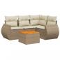 Preview: 5-tlg. Garten-Sofagarnitur mit Kissen Beige Poly Rattan