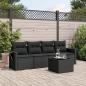 Preview: ARDEBO.de - 5-tlg. Garten-Sofagarnitur mit Kissen Schwarz Poly Rattan