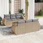 Preview: ARDEBO.de - 7-tlg. Garten-Sofagarnitur mit Kissen Beige Poly Rattan