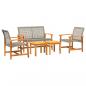 Preview: 5-tlg. Garten-Lounge-Set Grau Poly Rattan und Akazienholz