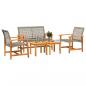 Preview: 5-tlg. Garten-Lounge-Set Grau Poly Rattan und Akazienholz