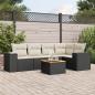 Preview: ARDEBO.de - 6-tlg. Garten-Sofagarnitur mit Kissen Schwarz Poly Rattan