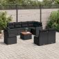 Preview: ARDEBO.de - 9-tlg. Garten-Sofagarnitur mit Kissen Schwarz Poly Rattan