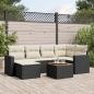 Preview: ARDEBO.de - 7-tlg. Garten-Sofagarnitur mit Kissen Schwarz Poly Rattan