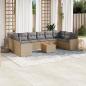 Preview: ARDEBO.de - 11-tlg. Garten-Sofagarnitur mit Kissen Beige Poly Rattan