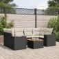 Preview: ARDEBO.de - 7-tlg. Garten-Sofagarnitur mit Kissen Schwarz Poly Rattan