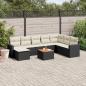 Preview: ARDEBO.de - 9-tlg. Garten-Sofagarnitur mit Kissen Schwarz Poly Rattan