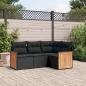 Preview: ARDEBO.de - 4-tlg. Garten-Sofagarnitur mit Kissen Schwarz Poly Rattan