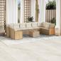 Preview: ARDEBO.de - 11-tlg. Garten-Sofagarnitur mit Kissen Beige Poly Rattan