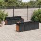 Preview: ARDEBO.de - 9-tlg. Garten-Sofagarnitur mit Kissen Schwarz Poly Rattan