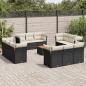 Preview: ARDEBO.de - 13-tlg. Garten-Sofagarnitur mit Kissen Schwarz Poly Rattan